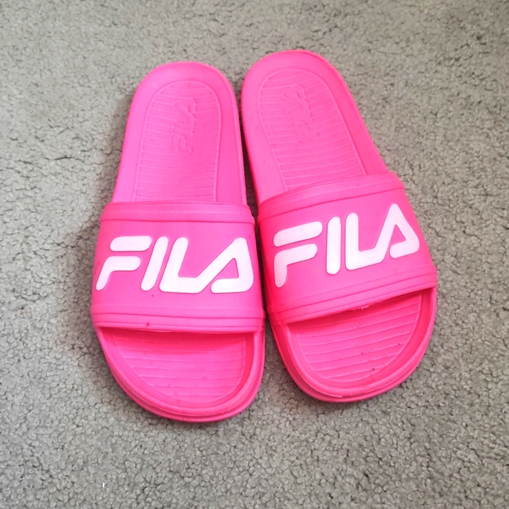 Hot Pink Fila Slides